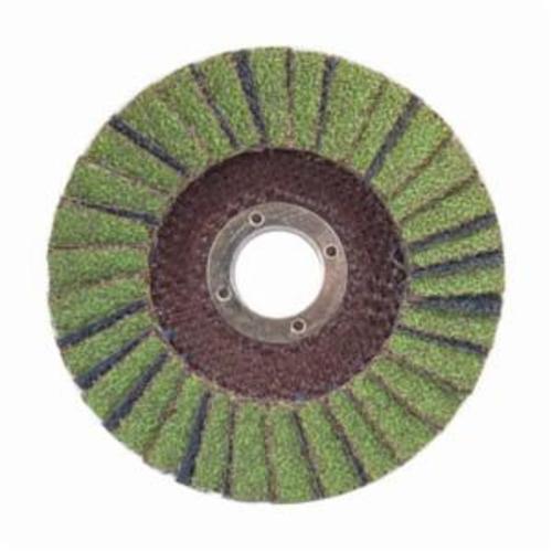Norton® Neon® 66623399035 R766 Center Mount Standard Density Coated Abrasive Flap Disc, 4-1/2 in Dia, 7/8 in Center Hole, P80 Grit, Coarse Grade, Aluminum Oxide/Zirconia Alumina Abrasive, Type 29 Conical Disc
