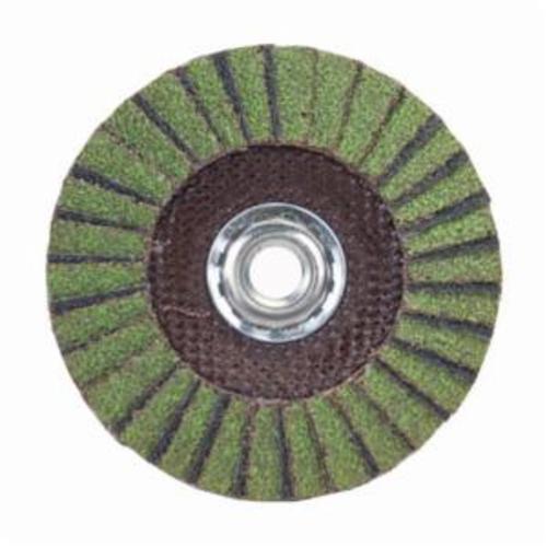 Norton® Neon® 66623399173 R766 Arbor Thread Standard Density Coated Abrasive Flap Disc, 4-1/2 in Dia, P80 Grit, Coarse Grade, Aluminum Oxide/Zirconia Alumina Abrasive, Type 29 Conical Disc