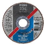 PFERD Polifan® 67604115 Performance Line SG A Unthreaded Coated Abrasive Flap Disc, 4-1/2 in Dia, 7/8 in Center Hole, 40 Grit, Aluminum Oxide Abrasive, Type 27 Flat Disc