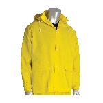 PIP® 201-370X1 3-Piece Premium Rainsuit, XL, Hi-Viz Lime Yellow, Polyester/Corduroy/PVC, 50 in Waist, 31 in L Inseam, Detachable Hood