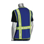 PIP® 300-1000-BL/XL Non-ANSI Surveyor Safety Vest, XL, Blue, Polyester, Zipper Closure, 4 Pockets