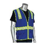 PIP® 300-1000-BL/XL Non-ANSI Surveyor Safety Vest, XL, Blue, Polyester, Zipper Closure, 4 Pockets
