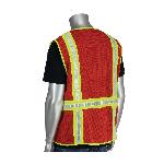 PIP® 300-1000-RD/XL Non-ANSI Surveyor Safety Vest, XL, Red, Polyester, Zipper Closure, 4 Pockets