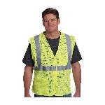 PIP® 302-0702-LY/L Safety Vest, L, Hi-Viz Lime Yellow, Polyester Mesh, Hook and Loop Closure, 2 Pockets, ANSI Class: Class 2, Specifications Met: ANSI 107 Type R