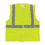 PIP® 302-0702Z Safety Vest, Hi-Viz Lime Yellow, Polyester Mesh, Zipper Closure, 2 Pockets, ANSI Class: Class 2, Specifications Met: ANSI 107 Type R
