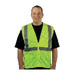 PIP® 302-0702Z Safety Vest, Hi-Viz Lime Yellow, Polyester Mesh, Zipper Closure, 2 Pockets, ANSI Class: Class 2, Specifications Met: ANSI 107 Type R