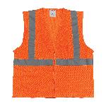 PIP® 302-0702Z-OR Safety Vest, Hi-Viz Orange, Polyester Mesh, Zipper Closure, 2 Pockets, ANSI Class: Class 2, Specifications Met: ANSI 107 Type R