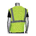 PIP® 302-5PMVLY-XL Safety Vest, XL, Hi-Viz Lime Yellow, Polyester, Hook and Loop Closure, 3 Pockets, ANSI Class: Class 2, Specifications Met: ANSI 107 Type R
