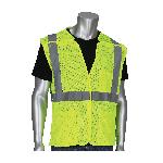 PIP® 302-5PMVLY-XL Safety Vest, XL, Hi-Viz Lime Yellow, Polyester, Hook and Loop Closure, 3 Pockets, ANSI Class: Class 2, Specifications Met: ANSI 107 Type R