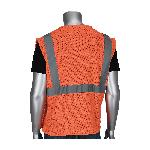 PIP® 302-5PMVOR-M Safety Vest, M, Hi-Viz Orange, Polyester, Hook and Loop Closure, 3 Pockets, ANSI Class: Class 2, Specifications Met: ANSI 107 Type R