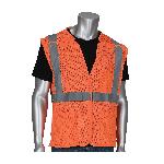 PIP® 302-5PMVOR-M Safety Vest, M, Hi-Viz Orange, Polyester, Hook and Loop Closure, 3 Pockets, ANSI Class: Class 2, Specifications Met: ANSI 107 Type R