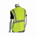 PIP® 302-5PMVLY-M Safety Vest, M, Hi-Viz Lime Yellow, Polyester, Hook and Loop Closure, 3 Pockets, ANSI Class: Class 2, Specifications Met: ANSI 107 Type R