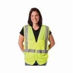PIP® 302-MVGZ4PLY-L Safety Vest, L, Hi-Viz Lime Yellow, Polyester Mesh, Zipper Closure, 4 Pockets, ANSI Class: Class 2, Specifications Met: ANSI 107 Type R