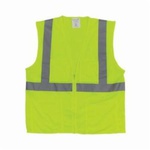 PIP® 302-MVGZ4PLY-L Safety Vest, L, Hi-Viz Lime Yellow, Polyester Mesh, Zipper Closure, 4 Pockets, ANSI Class: Class 2, Specifications Met: ANSI 107 Type R