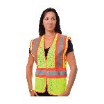 PIP® 302-MVATLY-M 2-Tone Safety Vest, M, Hi-Viz Lime Yellow, Polyester, Hook and Loop Closure, 3 Pockets, ANSI Class: Class 2, Specifications Met: ANSI Specified