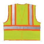 PIP® 302-MVATLY-M 2-Tone Safety Vest, M, Hi-Viz Lime Yellow, Polyester, Hook and Loop Closure, 3 Pockets, ANSI Class: Class 2, Specifications Met: ANSI Specified