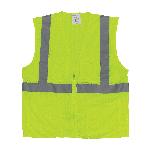 PIP® 302-MVGZ4PLY-L Safety Vest, L, Hi-Viz Lime Yellow, Polyester Mesh, Zipper Closure, 4 Pockets, ANSI Class: Class 2, Specifications Met: ANSI 107 Type R