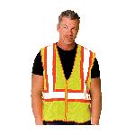 PIP® 302-MVLY-L 2-Tone Safety Vest, L, Hi-Viz Lime Yellow, Polyester Mesh, Zipper Closure, 2 Pockets, ANSI Class: Class 2, Specifications Met: ANSI 107 Type R