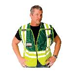 PIP® SafetyGear 302-PSV-GRN-2X/5X Public Safety Vest, 2XL/5XL, Green/Hi-Viz Lime Yellow, Polyester, Front Zipper Closure, 2 Pockets, ANSI Class: Class 2, ANSI/ISEA 207