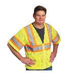 PIP® 303-HSVPLY- 2-Tone Safety Vest, Hi-Viz Lime Yellow, Polyester Mesh, Zipper Closure, 2 Pockets, ANSI Class: Class 3, Specifications Met: ANSI 107 Type R