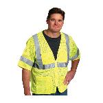 PIP® 303-MVGZ4P-LY/4X Safety Vest, 4XL, Hi-Viz Lime Yellow, Polyester Mesh, Zipper Closure, 4 Pockets, ANSI Class: Class 3, Specifications Met: ANSI 107 Type R