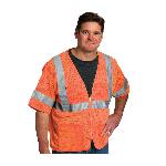 PIP® 303-MVGZ4P-OR/4X Safety Vest, 4XL, Hi-Viz Orange, Polyester Mesh, Zipper Closure, 4 Pockets, ANSI Class: Class 3, Specifications Met: ANSI 107 Type R