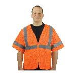 PIP® 303-MVGZ4P-OR/4X Safety Vest, 4XL, Hi-Viz Orange, Polyester Mesh, Zipper Closure, 4 Pockets, ANSI Class: Class 3, Specifications Met: ANSI 107 Type R
