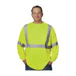 PIP® 313-1300-LY/S Long Sleeve Crew Neck T-Shirt, S, Hi-Viz Lime Yellow, Bird's Eye Polyester, 27-1/2 in L