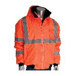 PIP® 333-1762-OR/2X Bomber Jacket With Zip-Out Fleece Liner, Hi-Viz Lime Orange, Polyester, 63 in Chest, Resists: Water, Specifications Met: ANSI 107 Class 3 Type R