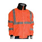 PIP® 333-1762-OR/2X Bomber Jacket With Zip-Out Fleece Liner, Hi-Viz Lime Orange, Polyester, 63 in Chest, Resists: Water, Specifications Met: ANSI 107 Class 3 Type R