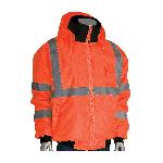 PIP® 333-1762-OR/2X Bomber Jacket With Zip-Out Fleece Liner, Hi-Viz Lime Orange, Polyester, 63 in Chest, Resists: Water, Specifications Met: ANSI 107 Class 3 Type R