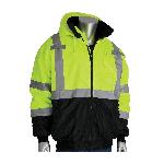 PIP® 333-1766-LY/2X Bomber Jacket With Zip-Out Fleece Liner, Hi-Viz Lime Yellow, Polyester, 63 in Chest, Resists: Water, Specifications Met: ANSI 107 Class 3 Type R