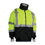 PIP® 333-1766-LY/2X Bomber Jacket With Zip-Out Fleece Liner, Hi-Viz Lime Yellow, Polyester, 63 in Chest, Resists: Water, Specifications Met: ANSI 107 Class 3 Type R