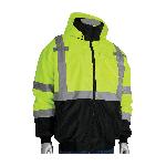 PIP® 333-1766-LY/2X Bomber Jacket With Zip-Out Fleece Liner, Hi-Viz Lime Yellow, Polyester, 63 in Chest, Resists: Water, Specifications Met: ANSI 107 Class 3 Type R