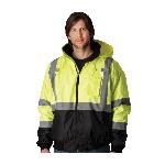PIP® 333-1766-LY/2X Bomber Jacket With Zip-Out Fleece Liner, Hi-Viz Lime Yellow, Polyester, 63 in Chest, Resists: Water, Specifications Met: ANSI 107 Class 3 Type R