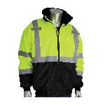 PIP® 333-1766-LY/2X Bomber Jacket With Zip-Out Fleece Liner, Hi-Viz Lime Yellow, Polyester, 63 in Chest, Resists: Water, Specifications Met: ANSI 107 Class 3 Type R