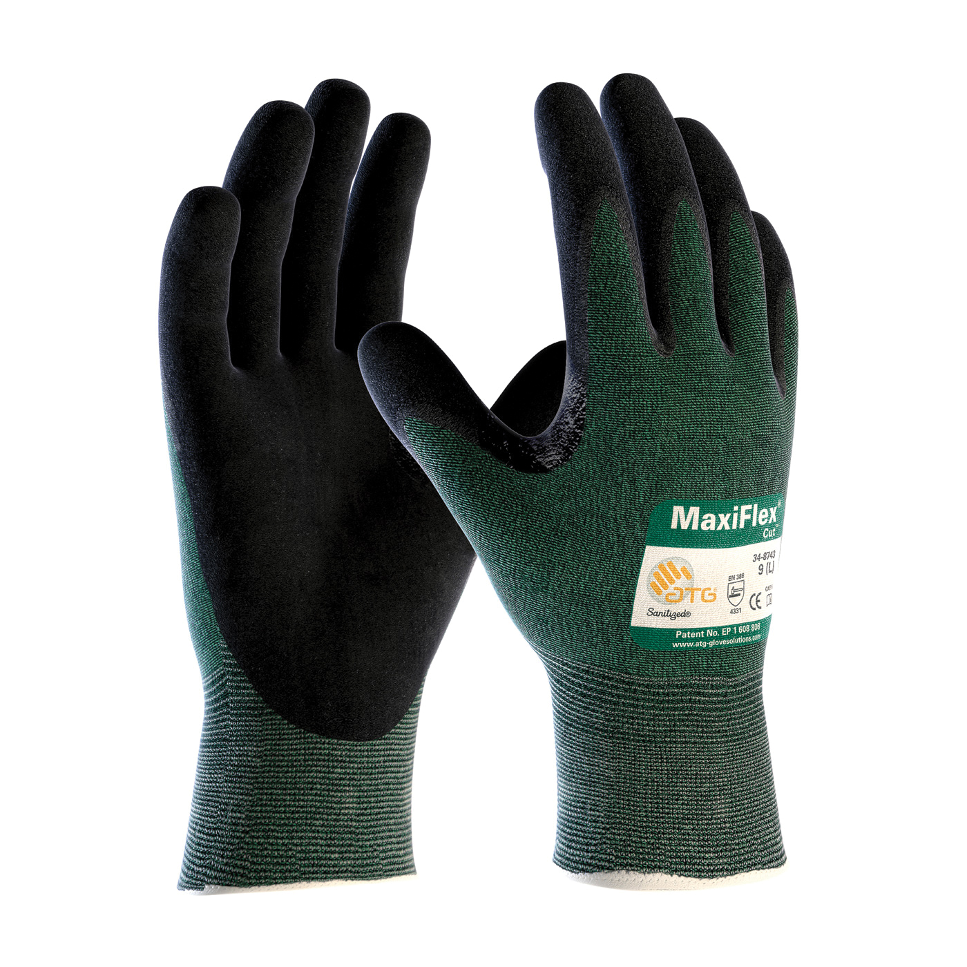 PIP® MaxiFlex® Cut™ 34-8743/L Unisex Cut Resistant Gloves, L, MicroFoam/Nitrile Coating, Continuous Knit Wrist Cuff, Resists: Abrasion, Cut, Puncture and Tear, ANSI Cut-Resistance Level: A2