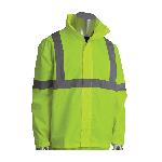 PIP® FALCON™ Viz™ 353-1000LY-4X/5X 2-Piece Rainsuit Set, 4XL/5XL, Hi-Viz Yellow, Polyester, 64 in Waist, 33-1/2 in L Inseam, Concealable Hood