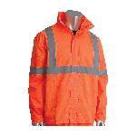 PIP® FALCON™ Viz™ 353-1000OR-L/XL 2-Piece Rainsuit, L/XL, Hi-Viz Orange, Polyester, 48 in Waist, 32 in L Inseam, Concealable Hood