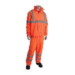 PIP® FALCON™ Viz™ 353-1000OR-L/XL 2-Piece Rainsuit, L/XL, Hi-Viz Orange, Polyester, 48 in Waist, 32 in L Inseam, Concealable Hood