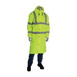 PIP® FALCON™ Viz™ 353-1048-LY/4X All Purpose Waterproof Rain Coat, 4XL, Hi-Viz Lime Yellow, 150D Polyester Coated with Polyurethane, Resists: Water, ANSI 107 Type R Class 3, Concealed Hood