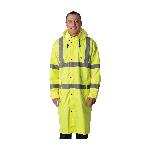 PIP® FALCON™ Viz™ 353-1048-LY/4X All Purpose Waterproof Rain Coat, 4XL, Hi-Viz Lime Yellow, 150D Polyester Coated with Polyurethane, Resists: Water, ANSI 107 Type R Class 3, Concealed Hood