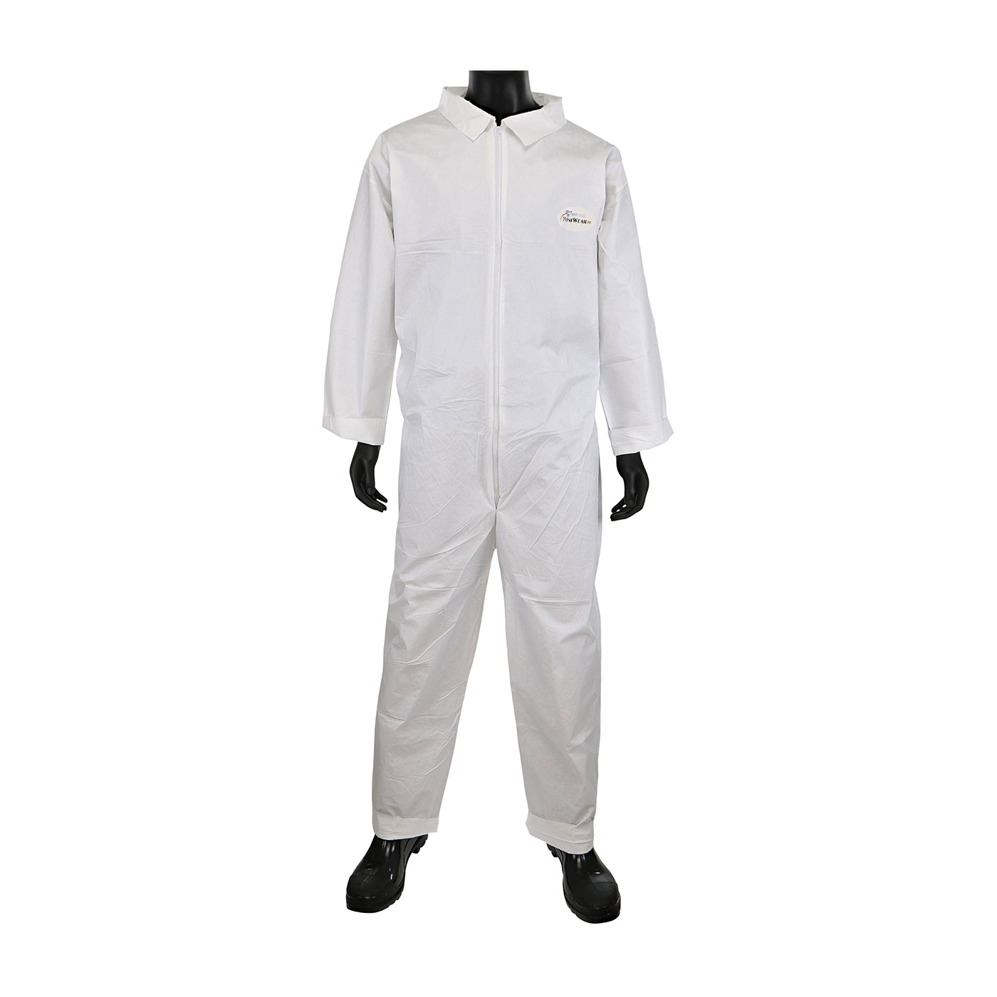 PIP® 3600/L 3600 BA Chemical-Resistant Coverall, L, White, Microporous Fabric, 23.6 in Chest, 29.1 in L Inseam