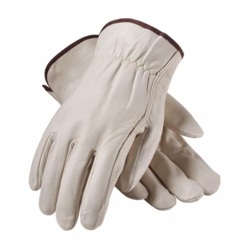 PIP® 68-118 Premium Grade General Purpose Gloves, Drivers, Top Grain Cowhide Leather Palm, Top Grain Cowhide Leather, Natural, Slip-On Cuff, Uncoated Coating, Resists: Abrasion, Unlined Lining, Straight Thumb
