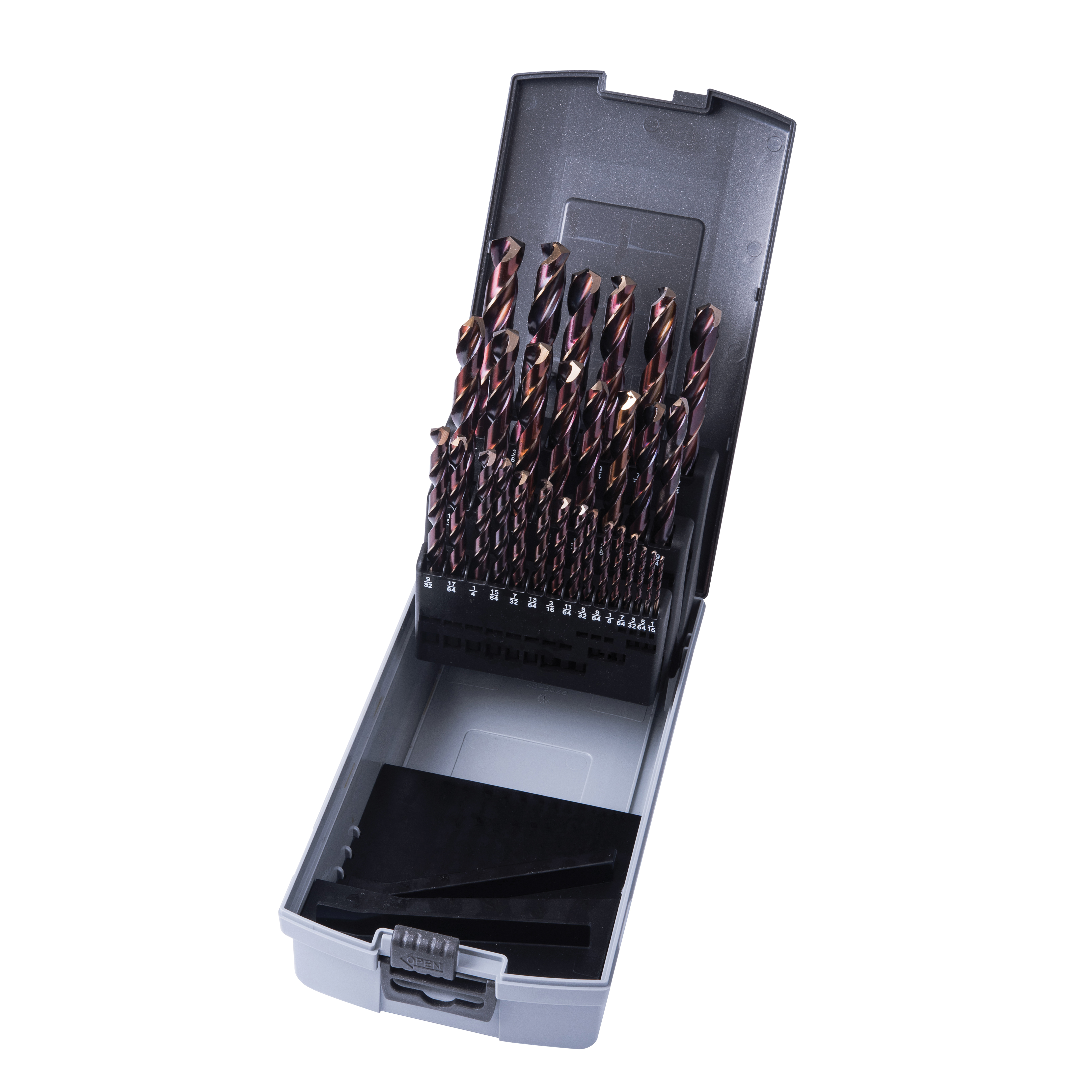 Precision Twist Drill 5995609 C29HX10 Heavy Duty Jobber Length Drill Set, 1/16 in Min Drill Bit, 1/2 in Max Drill Bit, 135 deg Drill Point Angle, 29 Pieces, HSS, Gold/Oxide