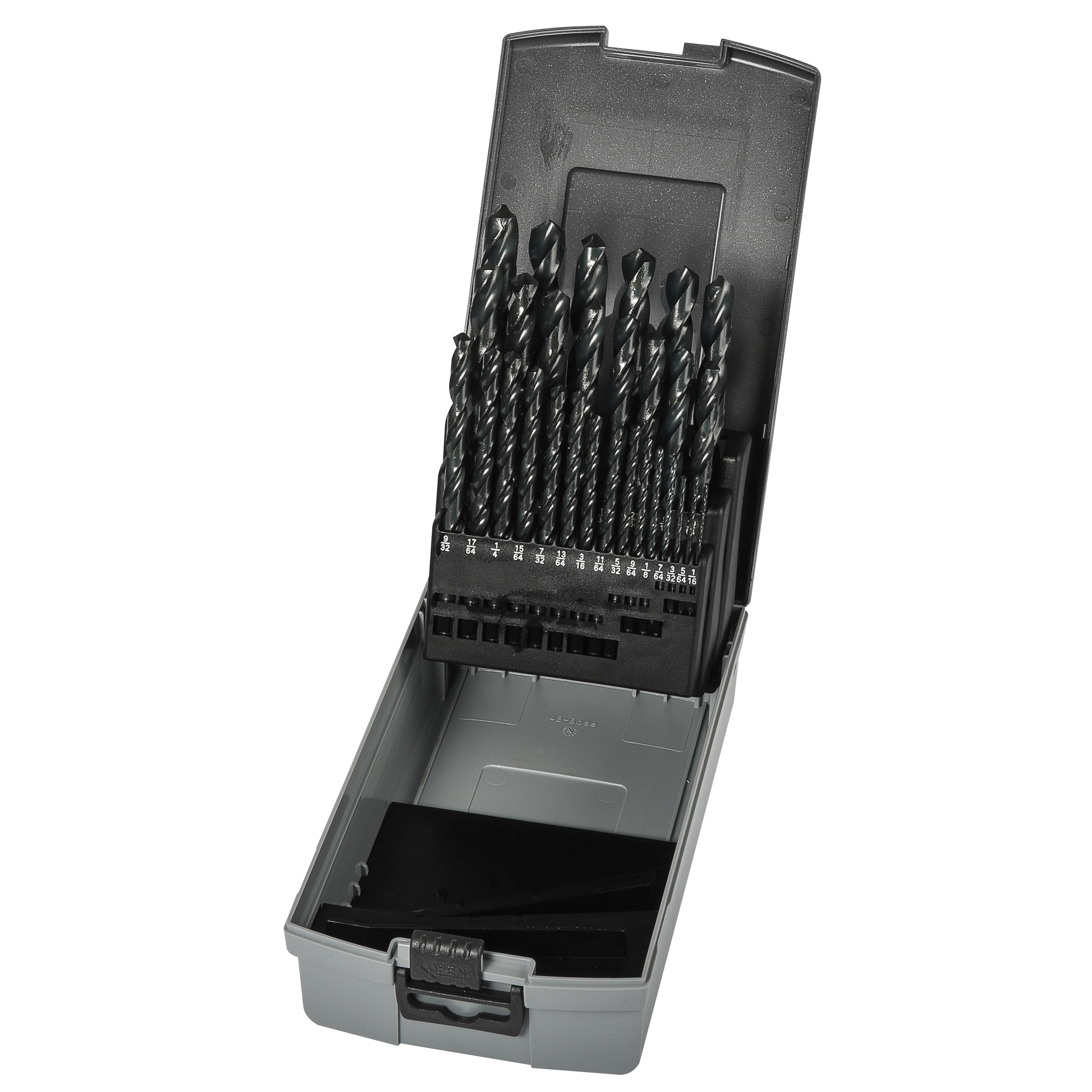 Precision Twist Drill 5995628 C29R10 General Purpose Jobber Length Drill Set, 1/16 in Min Drill Bit, 1/2 in Max Drill Bit, 118 deg Drill Point Angle, 29 Pieces, HSS, Steam Oxide