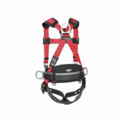 3M Protecta Fall Protection 1191209 Pro™ Construction Style Positioning Harness, M to L, 420 lb Load, Polyester Webbing Strap, Stainless Steel Grommet/Steel Hardware, Red