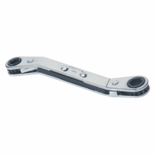 Proto® J1182-A Reversible Box End Wrench, 3/8 x 7/16 in Wrench, 6 Points, 25 deg Offset, 5-7/16 in OAL, Steel, Full Polished, Federal GGG-W-001405