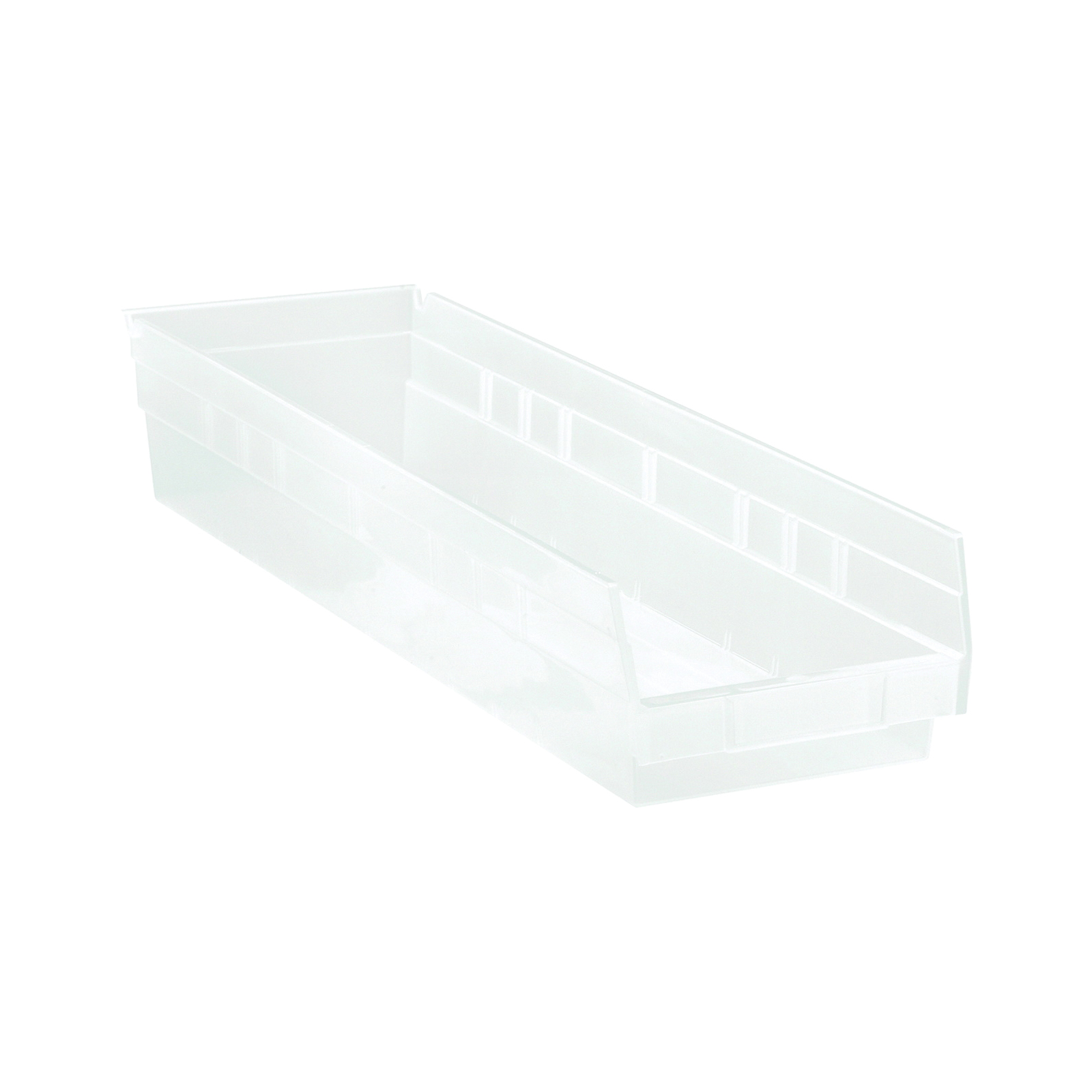 Quantum® QSB106CL Economy Shelf Bin, 23-5/8 in L x 6-5/8 in W x 4 in H, 0.28 cu-ft, Clear