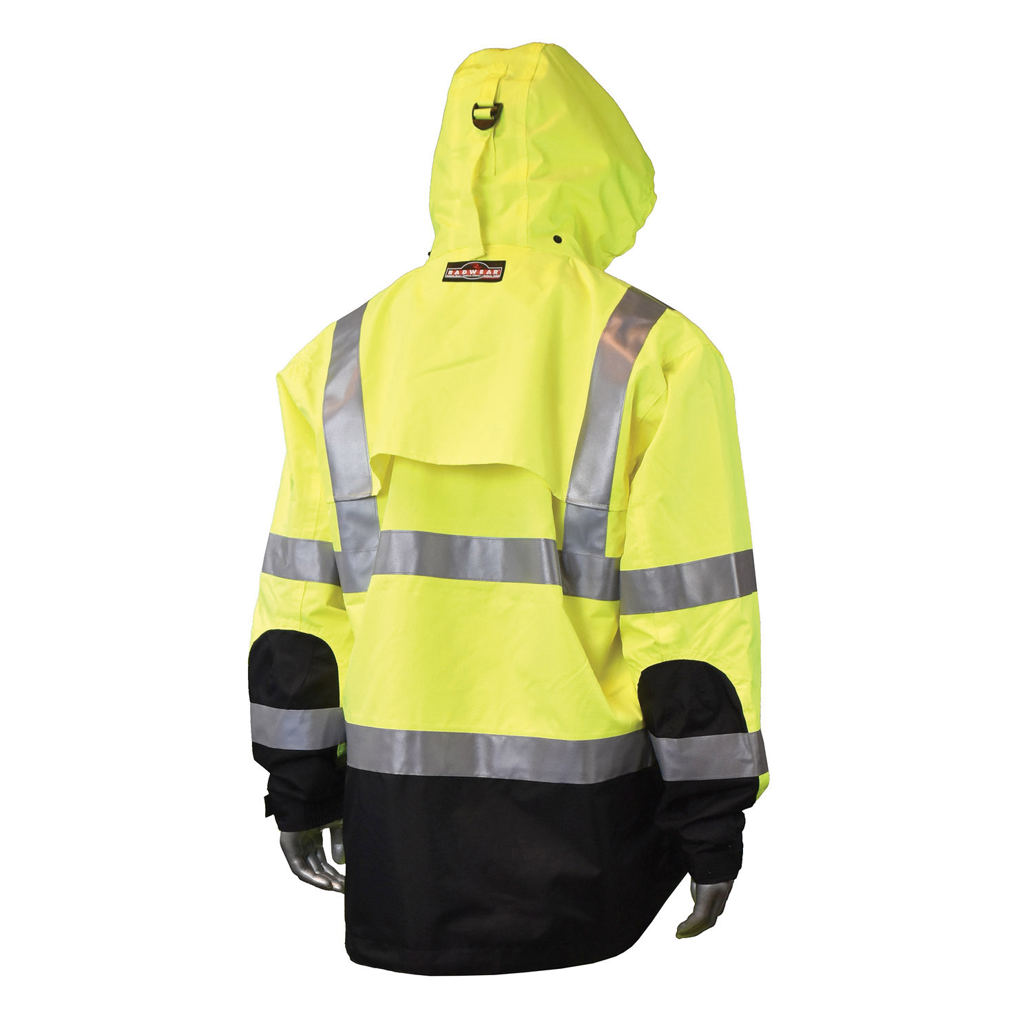 RADWEAR™ RW32-3Z1Y-2X Heavy Duty Rain Jacket, 2XL, Green, 300D Polyurethane Coated Ripstop Oxford Polyester, Resists: Water, ASTME96-05, ANSI/ISEA 107-2010 Class 3, Attached Hood